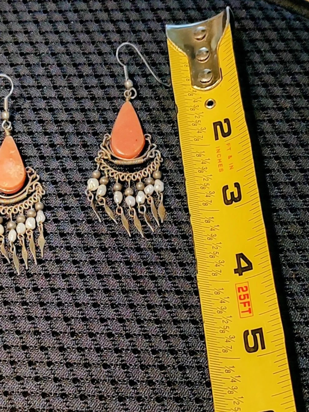 Bohemian Orange/Peachy Teardrop Dangle Earrings
